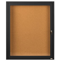 Aarco DCC2418RBK 24 inch x 18 inch Enclosed Hinged Locking 1 Door Powder Coated Black Finish Indoor Bulletin Board Cabinet