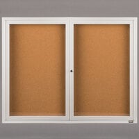 Aarco DCC4872RW 48" x 72" Enclosed Hinged Locking 2 Door Powder Coated White Finish Indoor Bulletin Board Cabinet