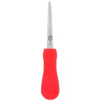 Victorinox 7.6399.6 4" Stainless Steel Boston Style Oyster Knife with SuperGrip Red Handle