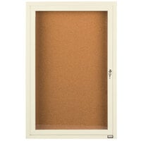 Aarco DCC2412RIV 24 inch x 12 inch Enclosed Hinged Locking 1 Door Powder Coated Ivory Finish Indoor Bulletin Board Cabinet