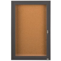 Aarco DCC2412RBA 24 inch x 12 inch Enclosed Hinged Locking 1 Door Bronze Anodized Finish Indoor Bulletin Board Cabinet
