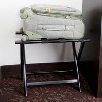 Square Tubing Wholesale Hotel Products MLR_SQ_BS_GR Brushed Stainless Steel Luggage Rack Gray Straps