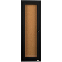 Aarco DCC3612RBK 36 inch x 12 inch Enclosed Hinged Locking 1 Door Powder Coated Black Finish Indoor Bulletin Board Cabinet