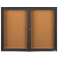 Aarco DCC3648RBA 36 inch x 48 inch Enclosed Hinged Locking 2 Door Bronze Anodized Finish Indoor Bulletin Board Cabinet