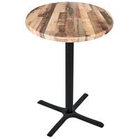 Holland Bar Stool OD211-3042BWOD30RRustic 30 inch Round Rustic Wood Laminate Outdoor / Indoor Bar Height Table with Cross Base
