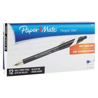 Paper Mate 85582 FlexGrip Elite Black Ink with Black Barrel 0.8mm Retractable Ballpoint Pen - 12/Pack