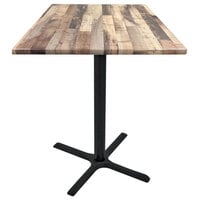 Holland Bar Stool OD211-3036BWOD30SQRustic 30 inch Square Rustic Wood Laminate Outdoor / Indoor Counter Height Table with Cross Base