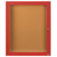 Aarco DCC2418RR 24 inch x 18 inch Enclosed Hinged Locking 1 Door Powder Coated Red Finish Indoor Bulletin Board Cabinet