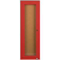 Aarco DCC3612RR 36 inch x 12 inch Enclosed Hinged Locking 1 Door Powder Coated Red Finish Indoor Bulletin Board Cabinet