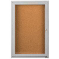 Aarco DCC3624R 36 inch x 24 inch Enclosed Hinged Locking 1 Door Satin Anodized Finish Indoor Bulletin Board Cabinet