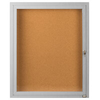 Aarco DCC3630R 36 inch x 30 inch Enclosed Hinged Locking 1 Door Satin Anodized Finish Indoor Bulletin Board Cabinet
