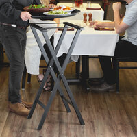 Lancaster Table & Seating 17 3/4 inch x 15 3/4 inch x 38 inch Black Folding Wood Tray Stand