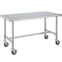 14 Gauge Metro MWT307HS 30 inch x 72 inch HD Super Open Base Stainless Steel Mobile Work Table
