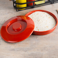 Thunder Group NS608R 8 1/4 inch Nustone Red Tortilla Server with Lid - 12/Pack