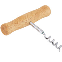 T-Style Wood Handled Stainless Steel Corkscrew