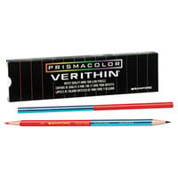 Prismacolor 2456 Verithin 12 Assorted Barrel Color 2mm Double-Ended Blue / Red Colored Pencils