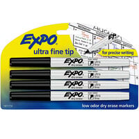 Expo 1871774 Black Low-Odor Ultra Fine Point Dry Erase Marker - 4/Pack