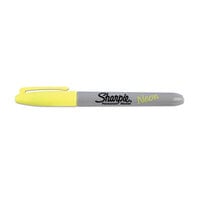 Sharpie 1860445 Neon Yellow Fine Point Permanent Marker - 12/Pack