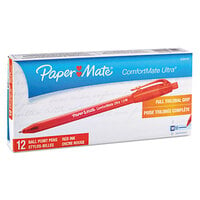 Paper Mate 6320187 ComfortMate Ultra RT Red Ink with Red Barrel 1mm Retractable Ballpoint Pen - 12/Pack