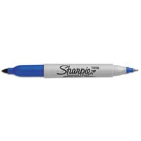 Sharpie 32003 Twin-Tip Blue Fine and Ultra-Fine Point Permanent Marker - 12/Pack