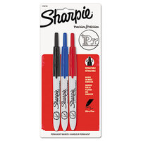 Sharpie 1735794 Assorted Colors Ultra-Fine Point Retractable Permanent Marker - 3/Set