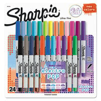 Sharpie 1927351 Electro Pop Assorted Colors Ultra Fine Point Permanent Marker - 24/Set