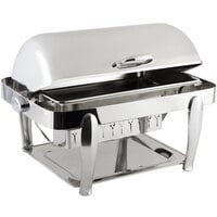 Bon Chef 10040CH Manhattan 8 Qt. Stainless Steel with Chrome Accents Roll Top Chafer with Vented Lid