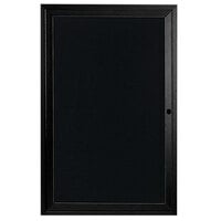 Aarco ADC2412BK 24 inch x 12 inch Enclosed Hinged Locking 1 Door Powder Coated Black Aluminum Indoor Message Center with Black Letter Board