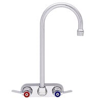 Fisher 3615 Backsplash Mounted Faucet with 4 inch Centers, 5 1/2 inch Swivel Gooseneck Nozzle, 2.2 GPM Aerator, and Lever Handles