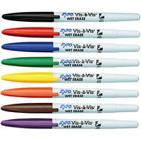 Expo 16078 Vis-a-Vis Assorted 8-Color Fine Point Wet Erase Marker Set