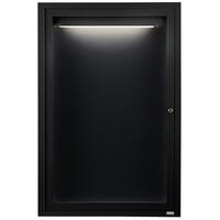 Aarco Enclosed Hinged Locking 1 Door Powder Coated Black Aluminum Indoor Lighted Message Center with Black Letter Board