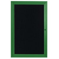 Aarco ADC2412G 24 inch x 12 inch Enclosed Hinged Locking 1 Door Powder Coated Green Aluminum Indoor Message Center with Black Letter Board