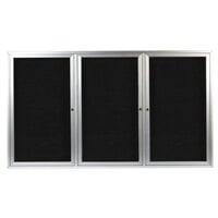 Aarco ADC4872-3 48" x 72" Enclosed Hinged Locking 3 Door Satin Anodized Finish Aluminum Indoor Message Center with Black Letter Board