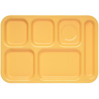 Carlisle 4398834 10 inch x 14 inch Bright Yellow Heavy Weight Melamine Right Hand 6 Compartment Tray