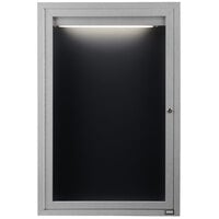Aarco Enclosed Hinged Locking 1 Door Satin Anodized Finish Aluminum Indoor Lighted Message Center with Black Letter Board