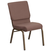 Flash Furniture FD-CH02185-GV-BNDOT-GG Hercules Series Brown Dot 18 1/2 inch Church Chair with Gold Vein Frame