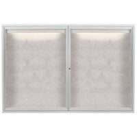 Aarco ODCC4872RI 48" x 72" Enclosed Hinged Locking 2 Door Satin Anodized Aluminum Finish Outdoor Lighted Bulletin Board Cabinet