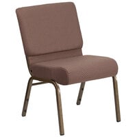 Flash Furniture FD-CH0221-4-GV-BNDOT-GG Hercules Series Brown Dot 21 inch Church Chair with Gold Vein Frame