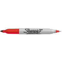 Sharpie 32002 Twin-Tip Red Fine and Ultra-Fine Point Permanent Marker - 12/Pack