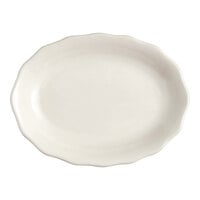 Acopa 9 5/8" x 7 1/8" Ivory (American White) Scalloped Edge Oval Stoneware Platter - 24/Case