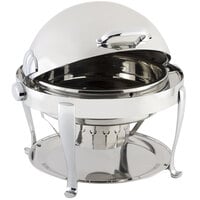 Bon Chef 19000CH Elite Round 8 Qt. Dripless Round Stainless Steel with Chrome Accents Roll Top Chafer with Roman Legs