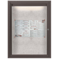 Aarco Enclosed Hinged Locking 1 Door Bronze Anodized Outdoor Lighted Bulletin Board Cabinet