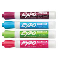 Expo 81029 Assorted 4-Color Low-Odor Chisel Tip Dry Erase Marker Set