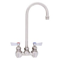 Fisher 1996 Backsplash Mounted Faucet with 4 inch Centers, 3 1/2 inch Swivel Gooseneck Nozzle, 2.2 GPM Aerator, and Lever Handles