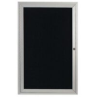 Aarco ADC2412 24 inch x 12 inch Enclosed Hinged Locking 1 Door Satin Anodized Finish Aluminum Indoor Message Center with Black Letter Board