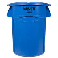 Rubbermaid BRUTE 44 Gallon Blue Round Trash Can and Lid