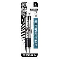 Zebra 27112 F-301 Black Ink with Stainless Steel Barrel 0.7mm Retractable Ballpoint Pen - 2/Pack