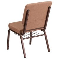 Flash Furniture FD-CH02185-CV-BN-BAS-GG Hercules Series Caramel 18 1/2 inch Church Chair with Book Rack and Copper Vein Frame