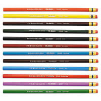 Prismacolor 20516 Col-Erase 12 Assorted Woodcase Barrel 0.7mm Soft Lead Colored Pencils with Eraser