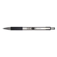 Zebra 27110 F-301 Black Ink with Stainless Steel Barrel 0.7mm Retractable Ballpoint Pen - 12/Pack